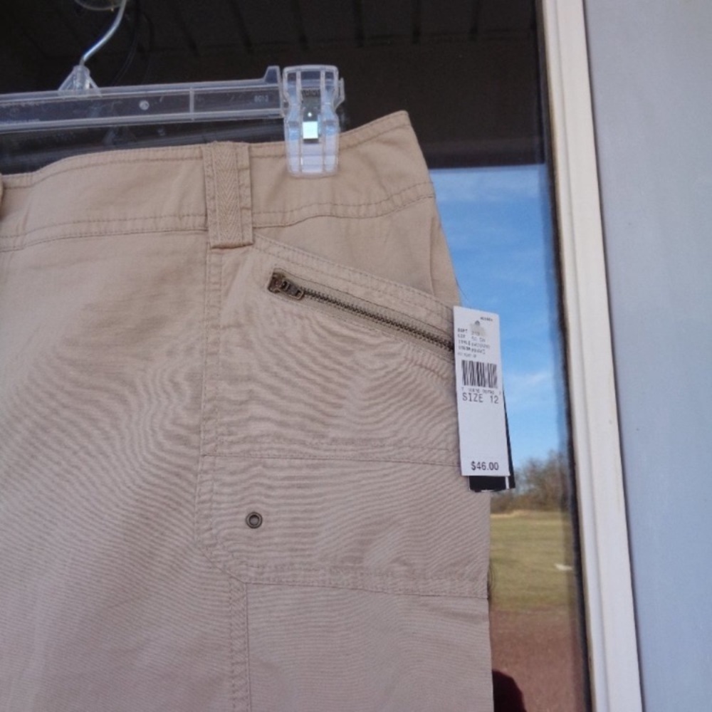 Ab studio tan pant with zipper & pockets detail casual size 12 - Picture 5 of 12